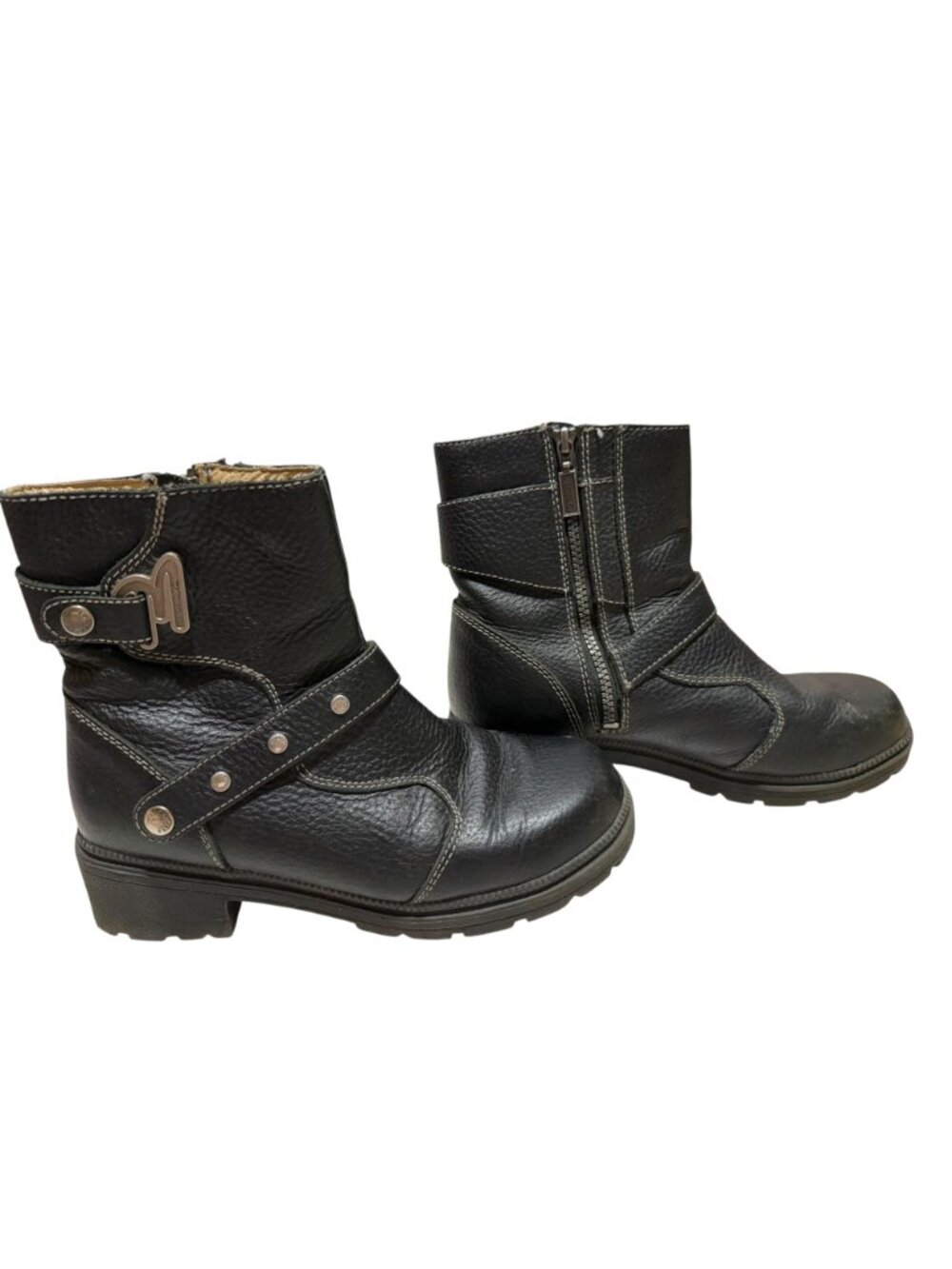 Milwaukee Motorcycle Clothing Co Womens Black Leather Ankle Boots Size 9B MVB237 - Picture 2 of 11